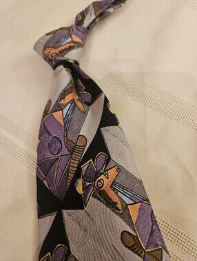 Men's Purple & Black Picasso Inspired Silk Tie